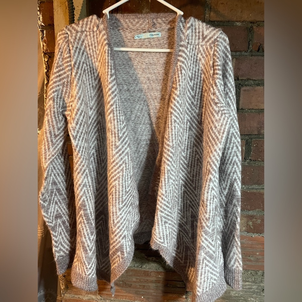 Maurice’s  light purple  Chevron Open Front Cardigan Sweater Women’s Size L‎